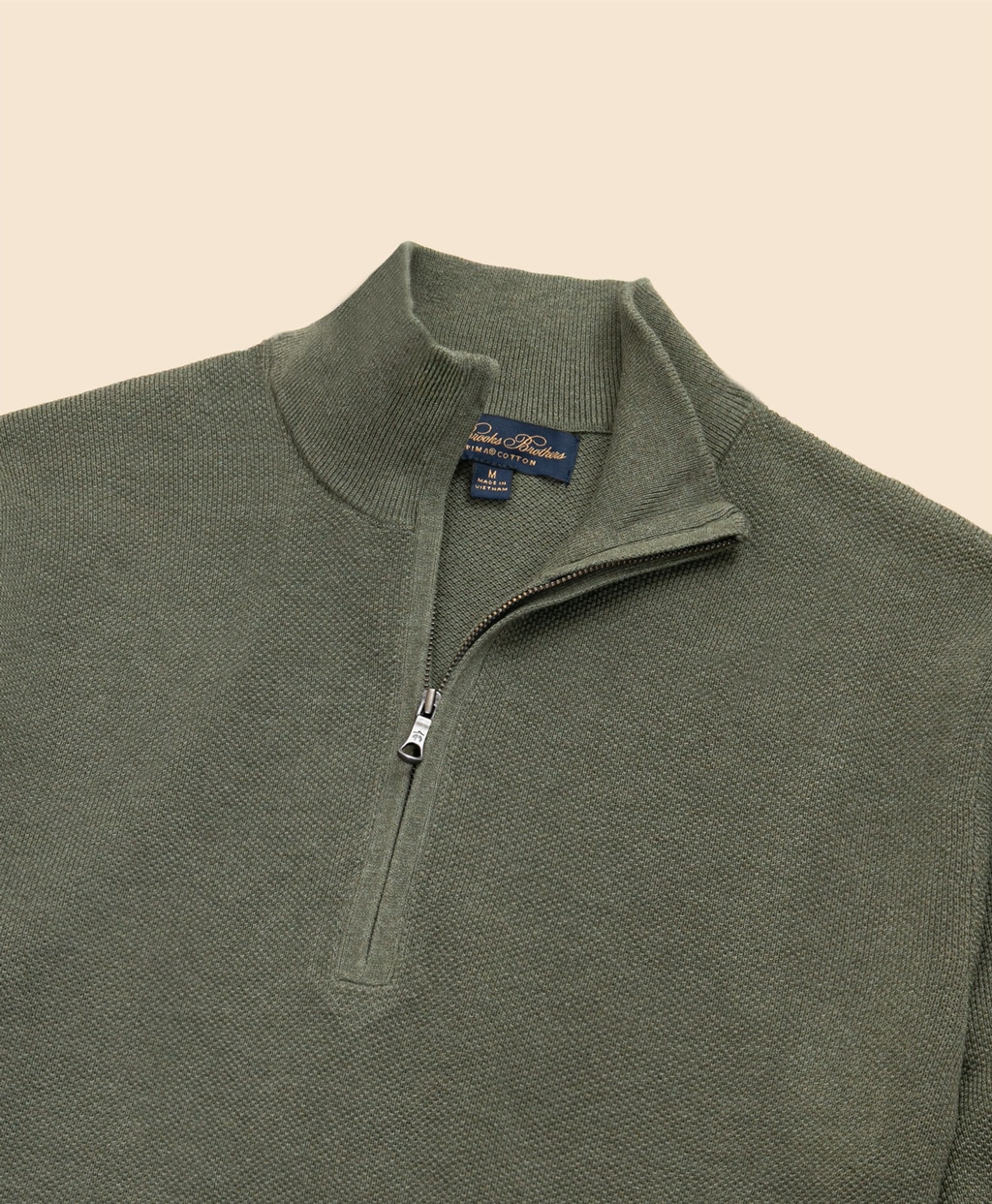 スーピマコットン　ピケ　ハーフジップ　モックネックプルオーバー2