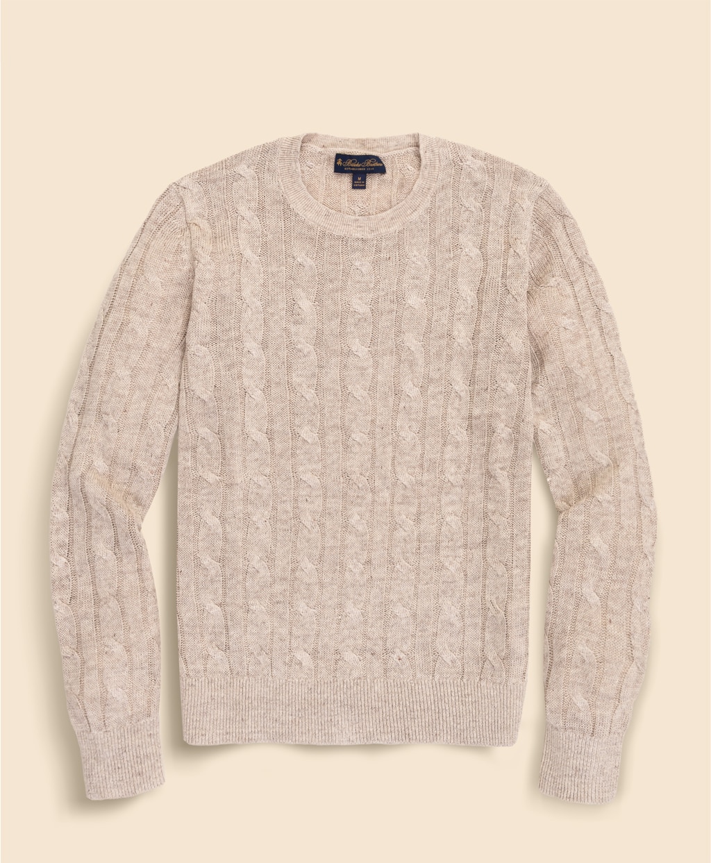 リネン　ケーブル　クルーネックセーター