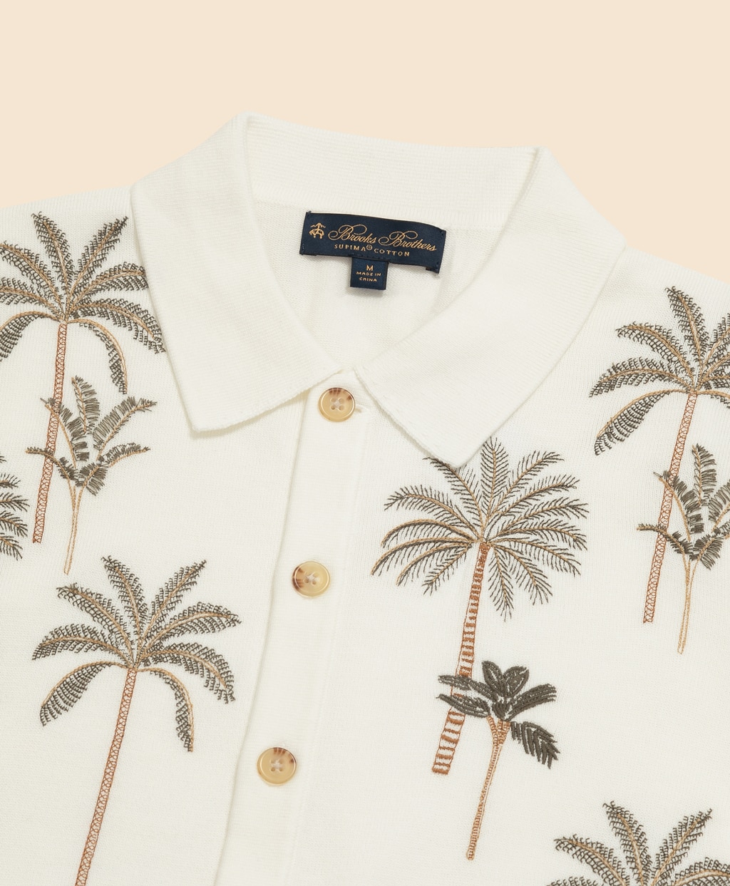 スーピマコットン　パームツリーエンブロイダリー　ポロカーディガン2