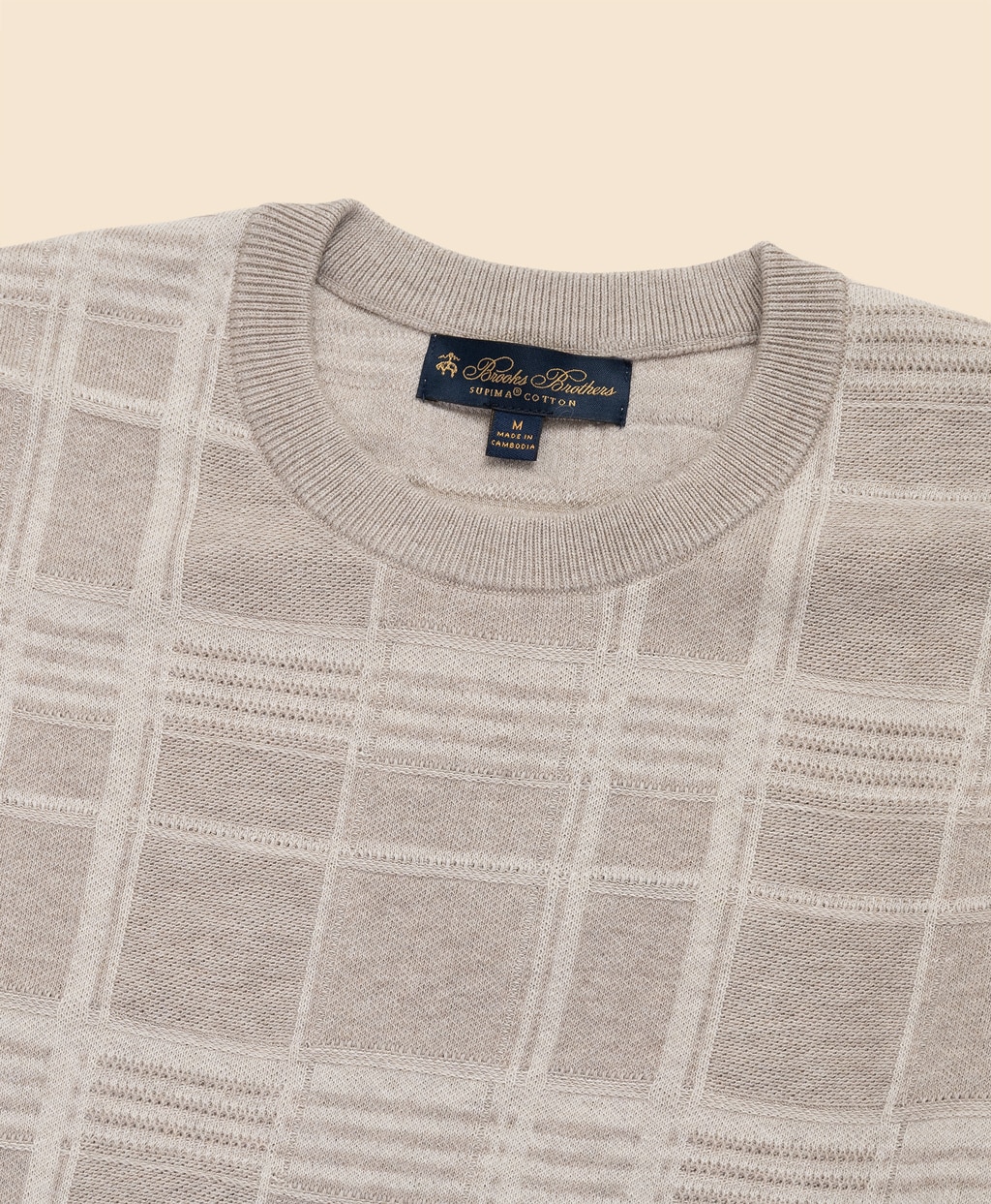 スーピマコットン　テキスチャードプレイド　クルーネックセーター2