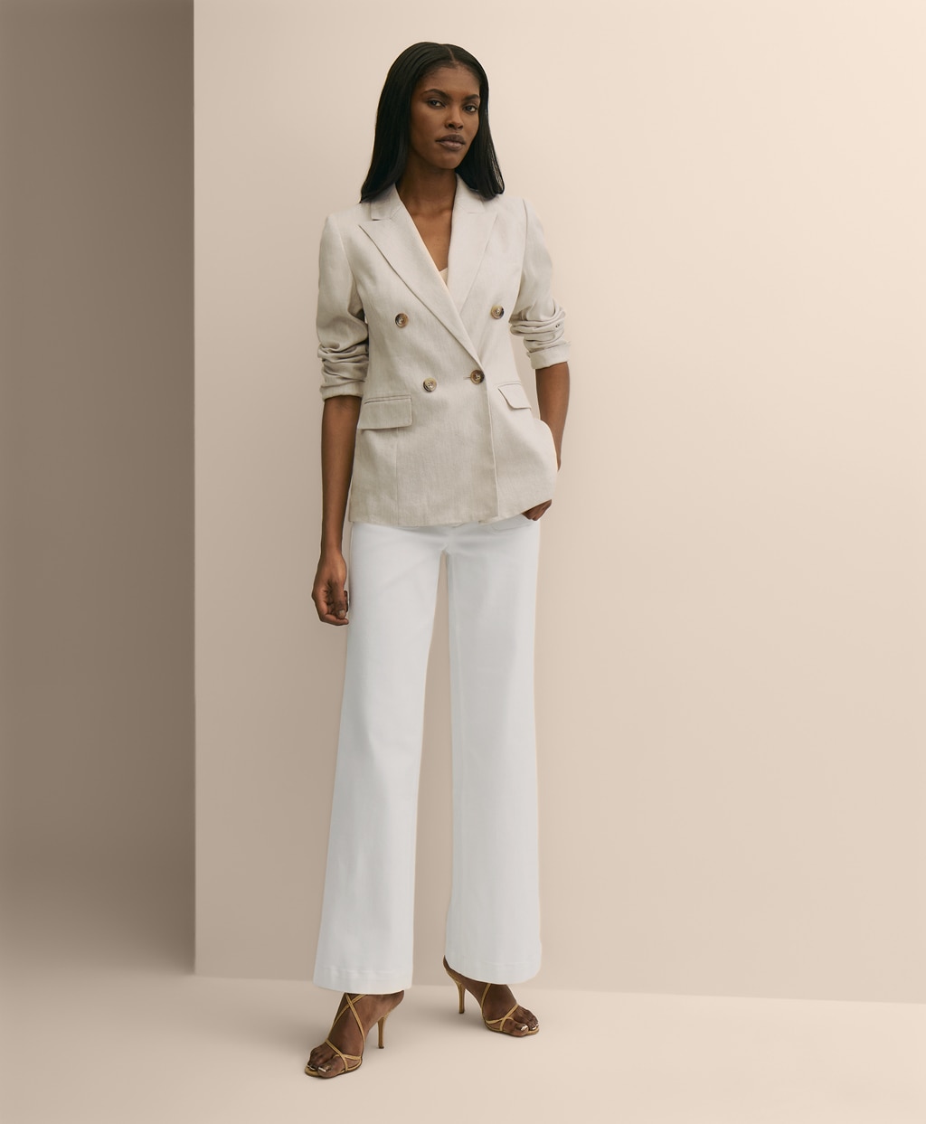 リネンブレンド　ダブル４ボタン　ピークトラペル　ジャケット2