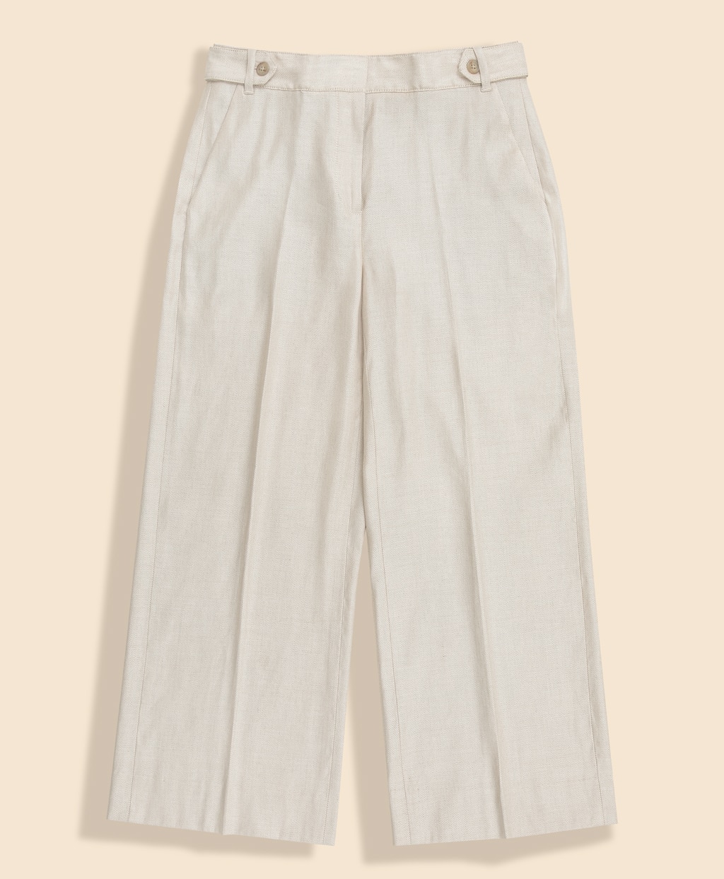 リネンブレンド　サイドタブ　ワイドレッグ　クロップドパンツ5