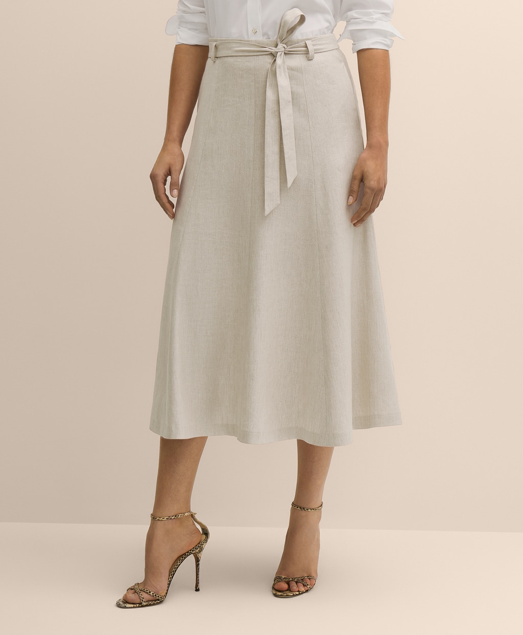 リネンブレンド　ベルテッド　Aラインロングスカート2