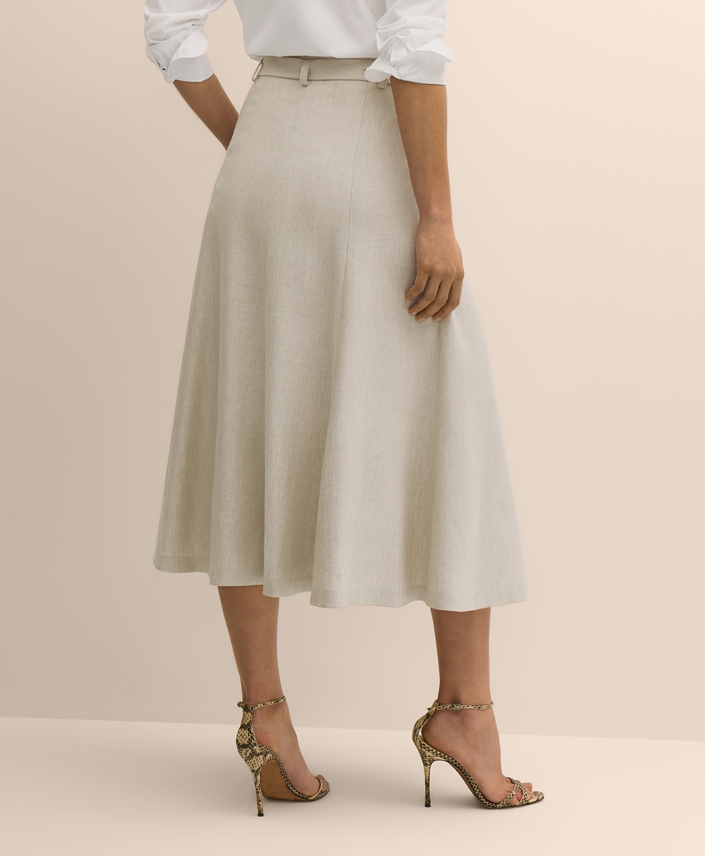 リネンブレンド　ベルテッド　Aラインロングスカート4