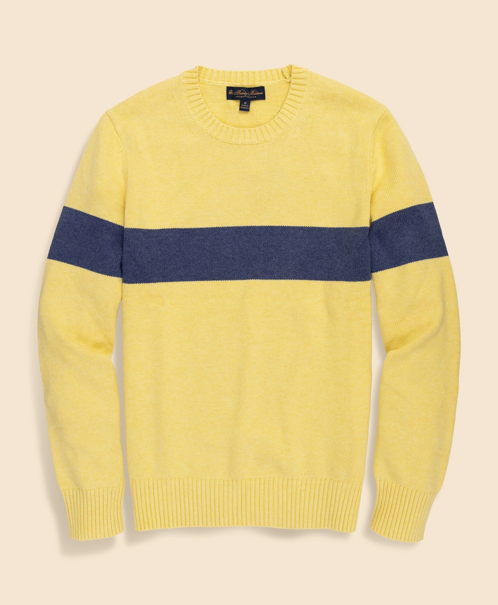 スーピマコットン　チェストストライプ　クルーネックセーター1