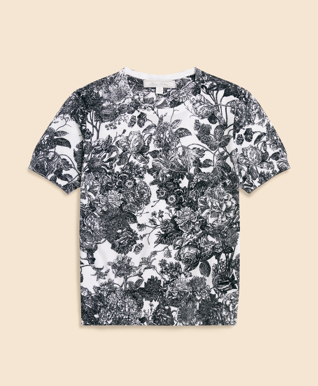 コットン　フローラルプリント　クルーネック　ショートスリーブセーター1