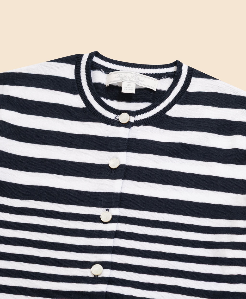 スーピマコットン　ストライプ　クルーネック　カーディガン2