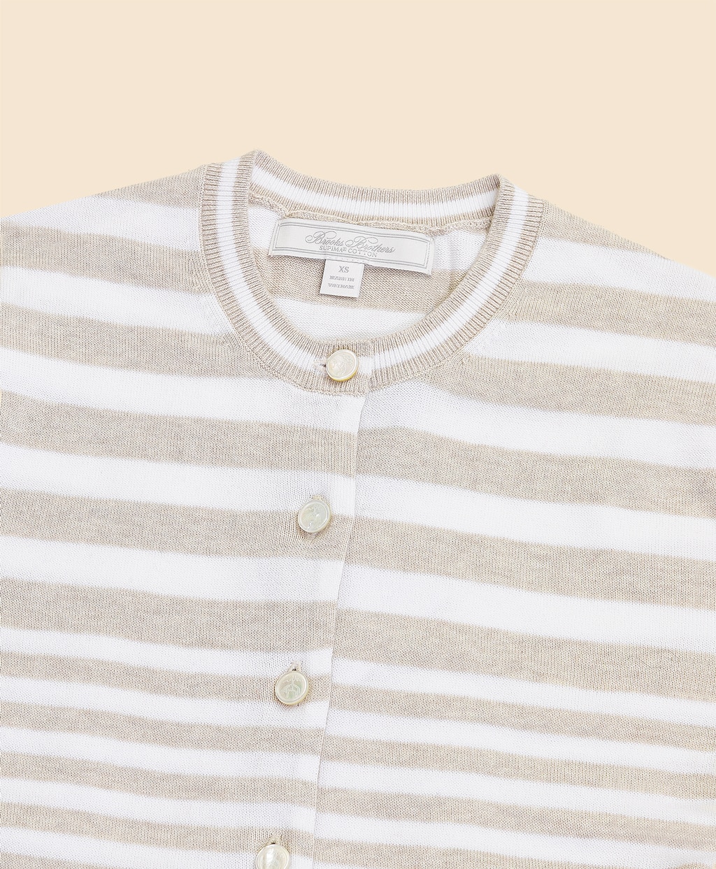 スーピマコットン　ストライプ　クルーネック　カーディガン2