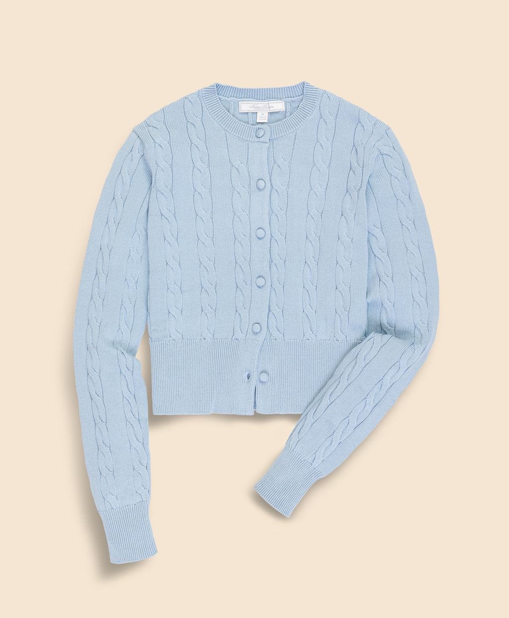 スーピマコットン　ケーブル　クロップド　クルーネックカーディガン1