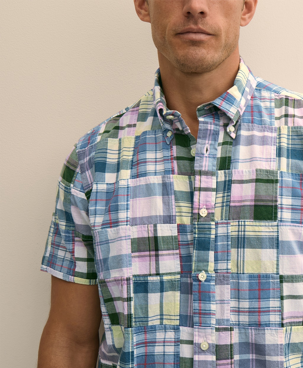 コットン　マドラスパッチワーク　ショートスリーブ　スポーツシャツ　Regular Fit2