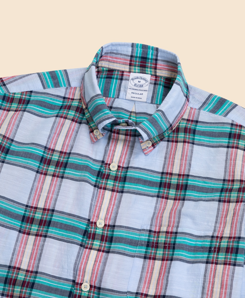 コットン　インディアマドラス　スポーツシャツ　Regular Fit2