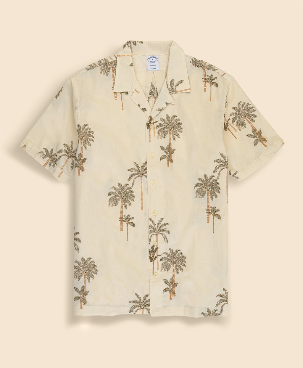 コットン／リネン　パームツリーエンブロイダリー　キャンプシャツ　Regular Fit1