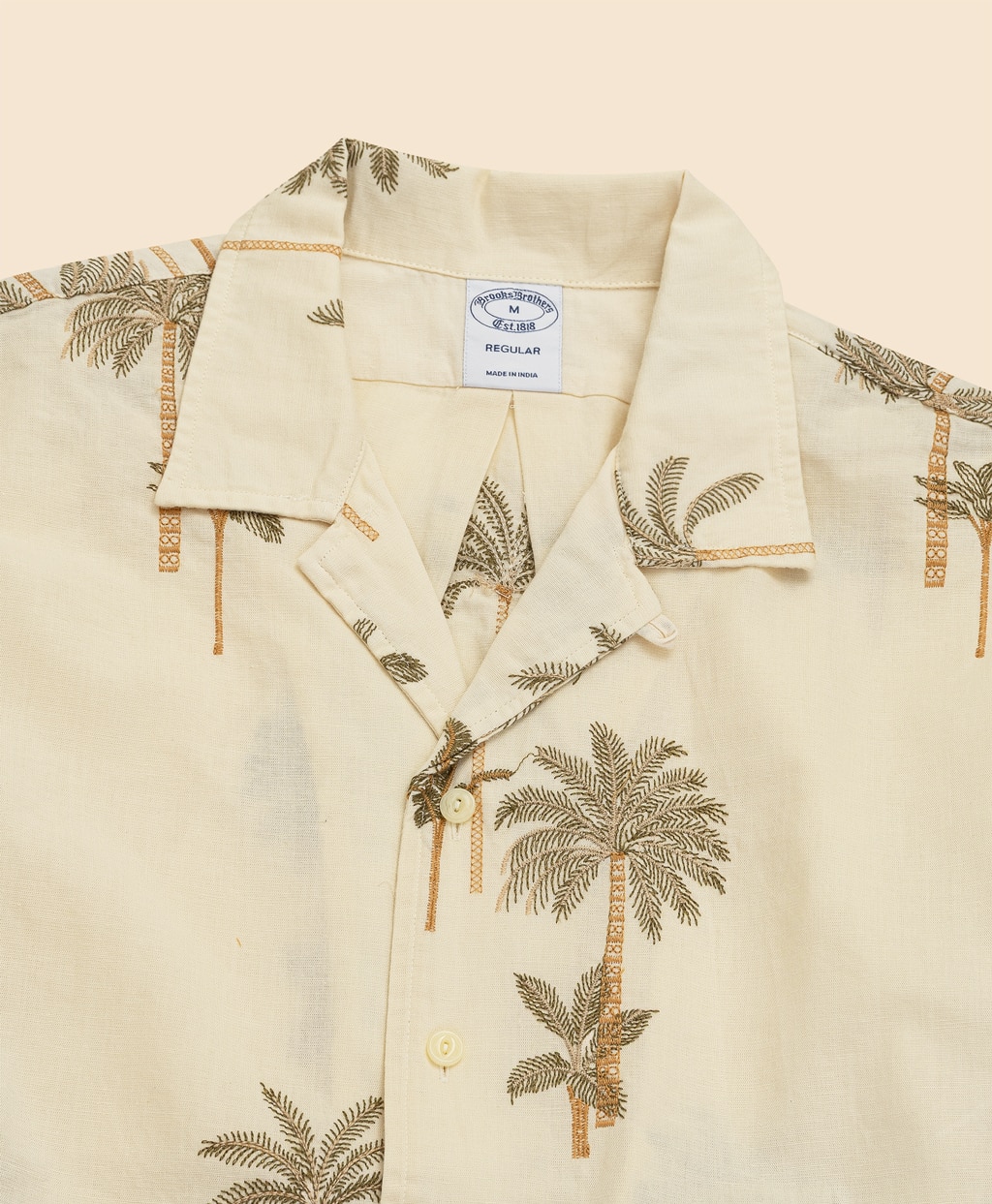 コットン／リネン　パームツリーエンブロイダリー　キャンプシャツ　Regular Fit2