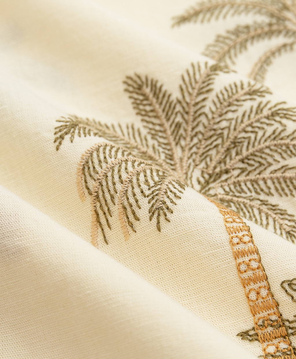 コットン／リネン　パームツリーエンブロイダリー　キャンプシャツ　Regular Fit3