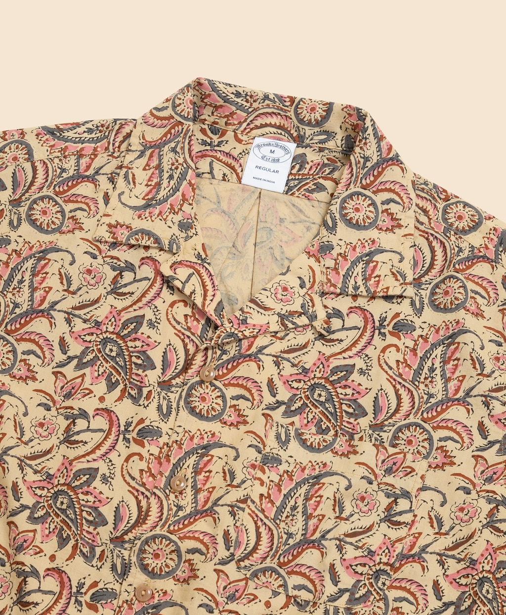コットン　ブロックプリントパターン　ペイズリー　キャンプシャツ　Regular Fit2