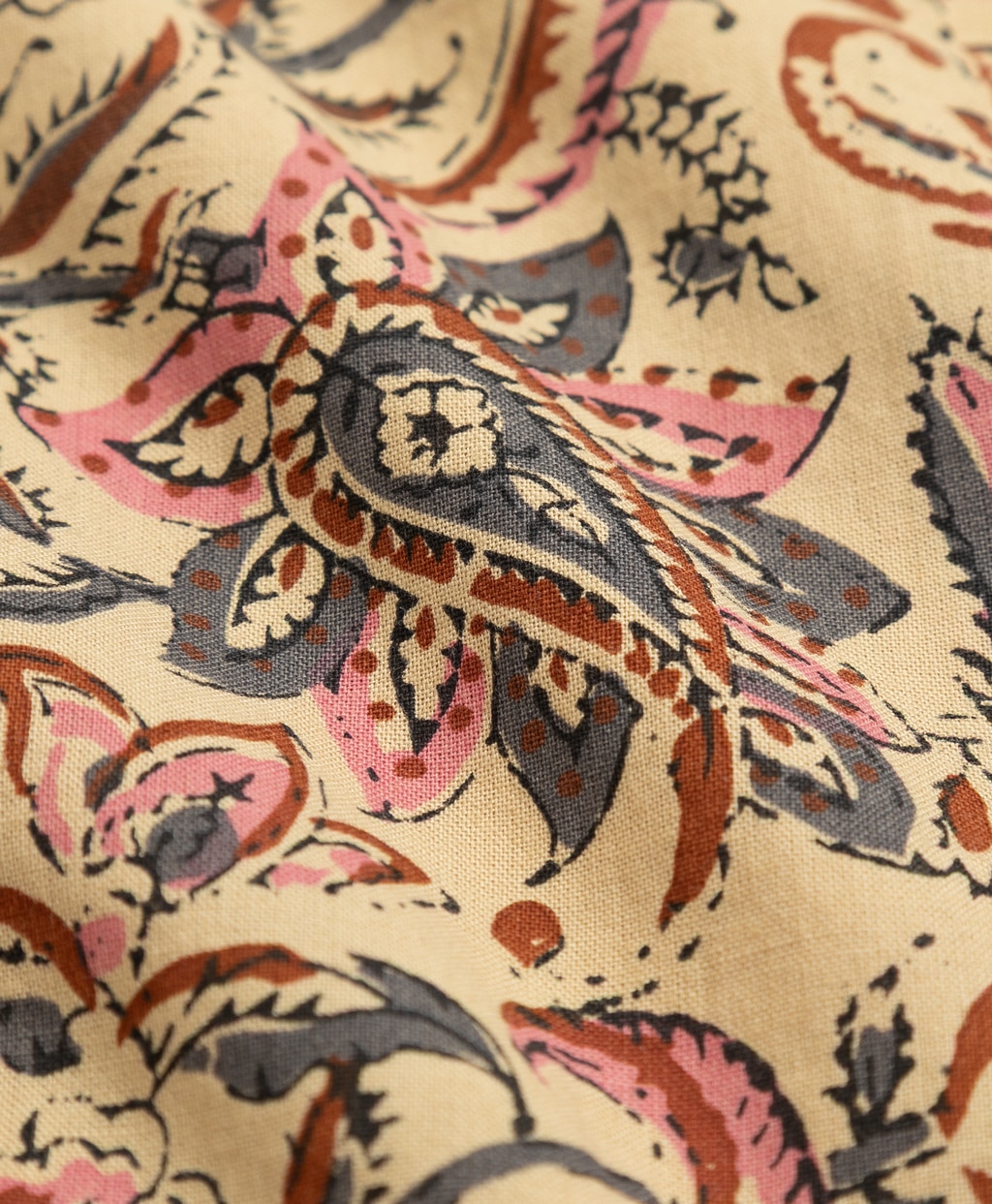 コットン　ブロックプリントパターン　ペイズリー　キャンプシャツ　Regular Fit3