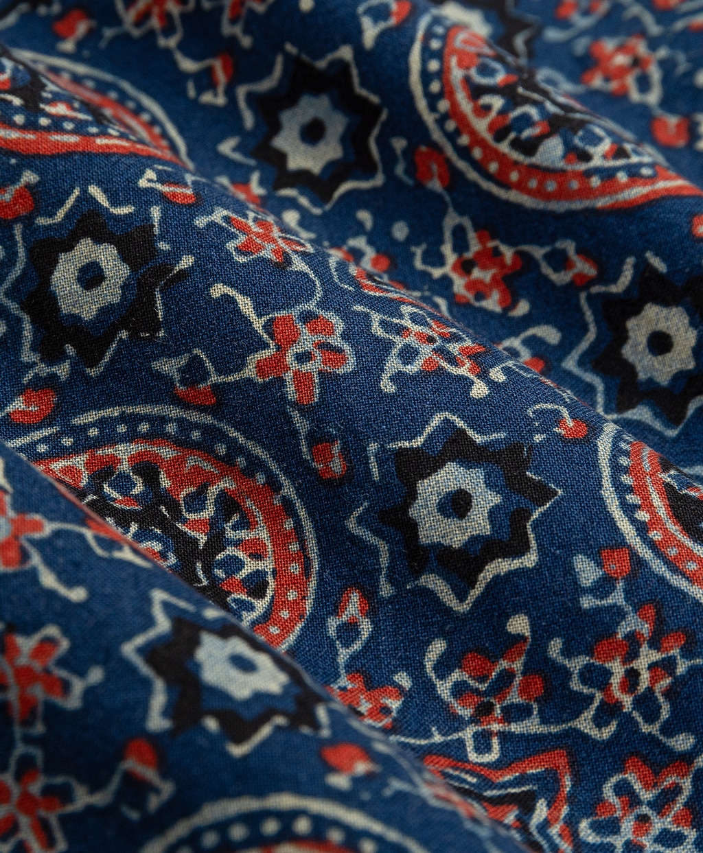 コットン　ブロックプリントパターン　ジオメトリックメダリオン　キャンプシャツ　Regular Fit3