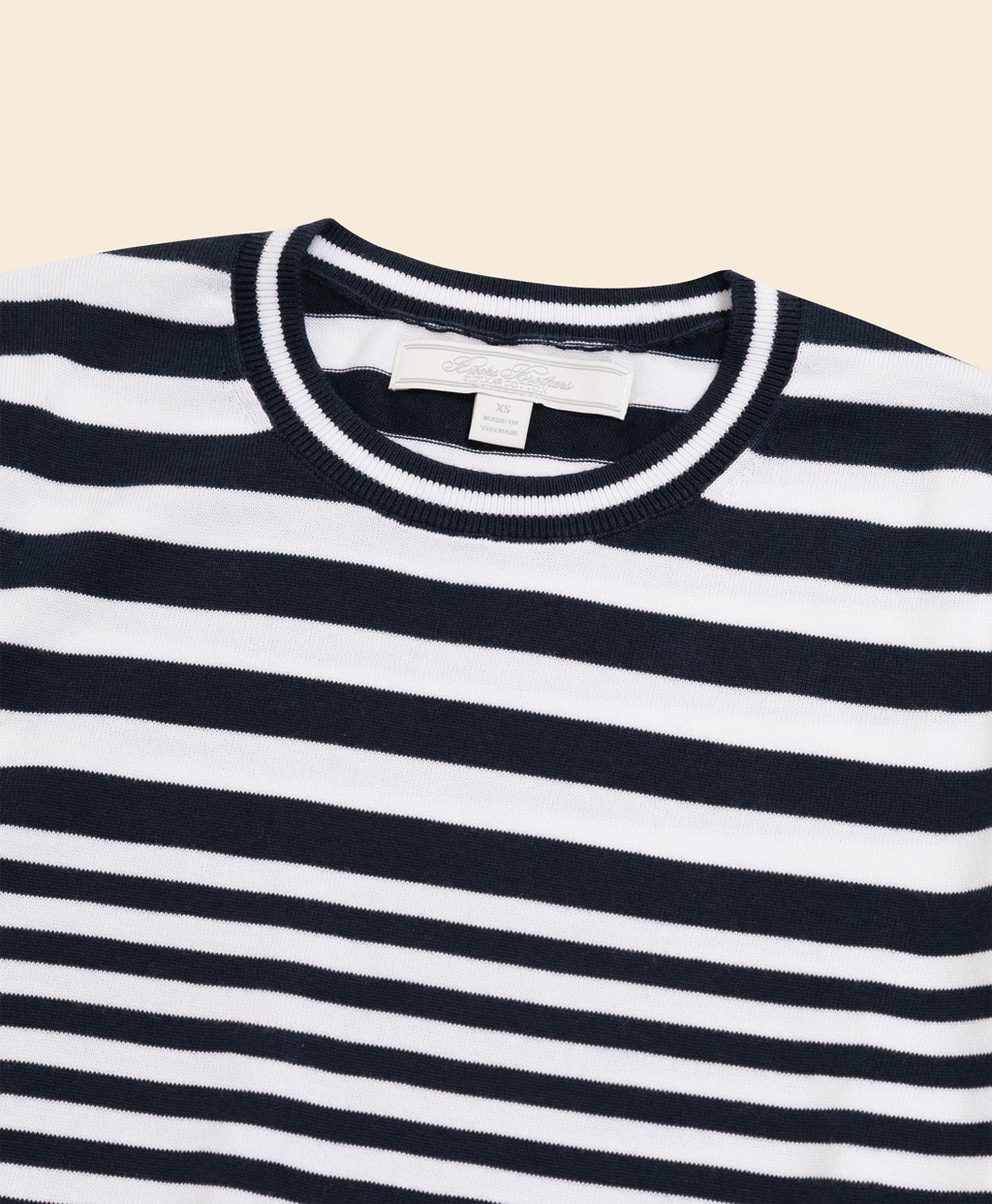 スーピマコットン　ストライプ　クルーネック　ショートスリーブセーター2