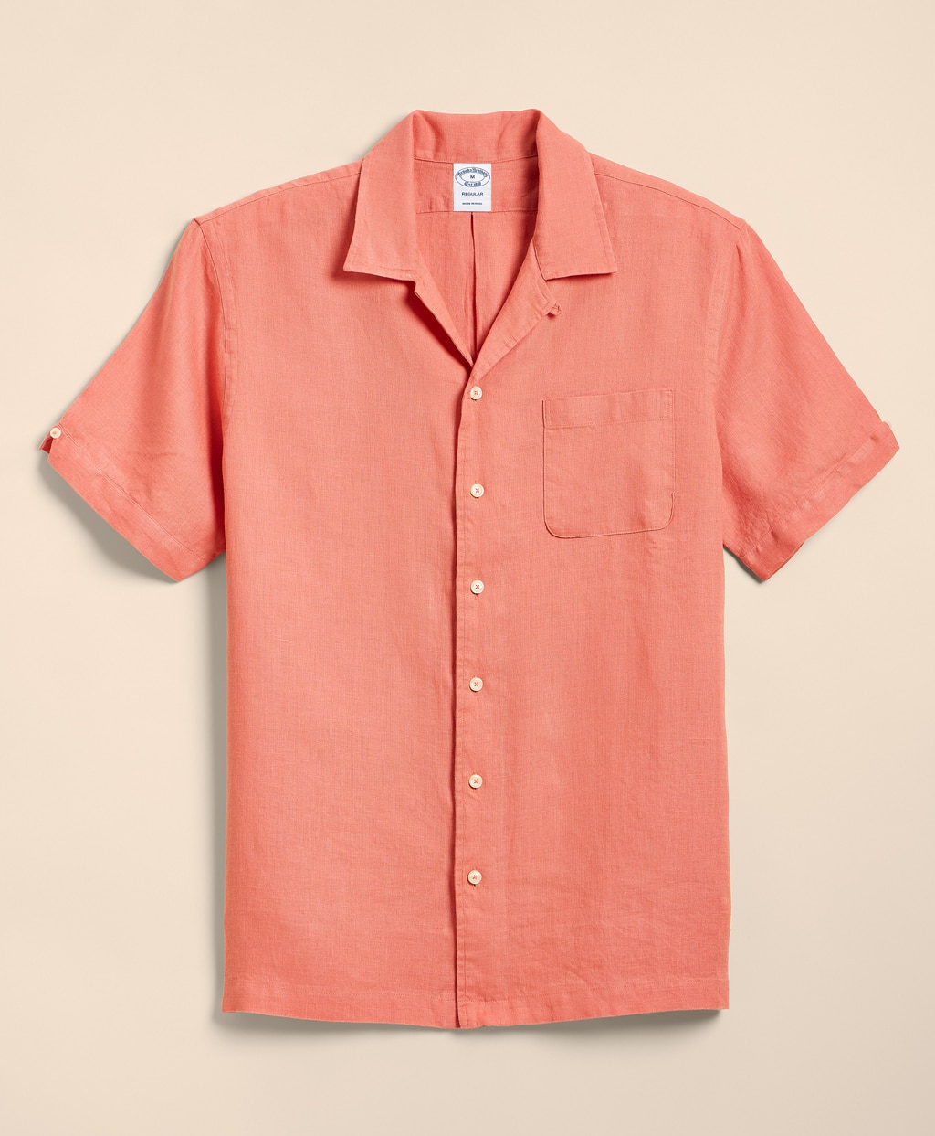 アイリッシュリネン　ソリッド　ショートスリーブキャンプシャツ　Regular Fit1