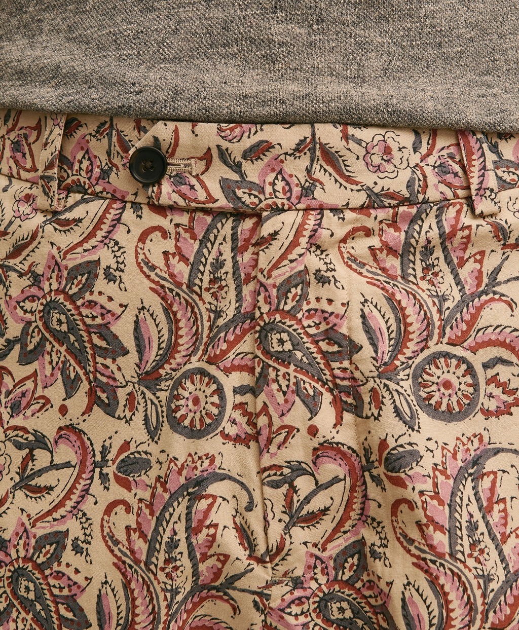 コットン　ブロックプリントパターン　ペイズリー　7inショーツ4