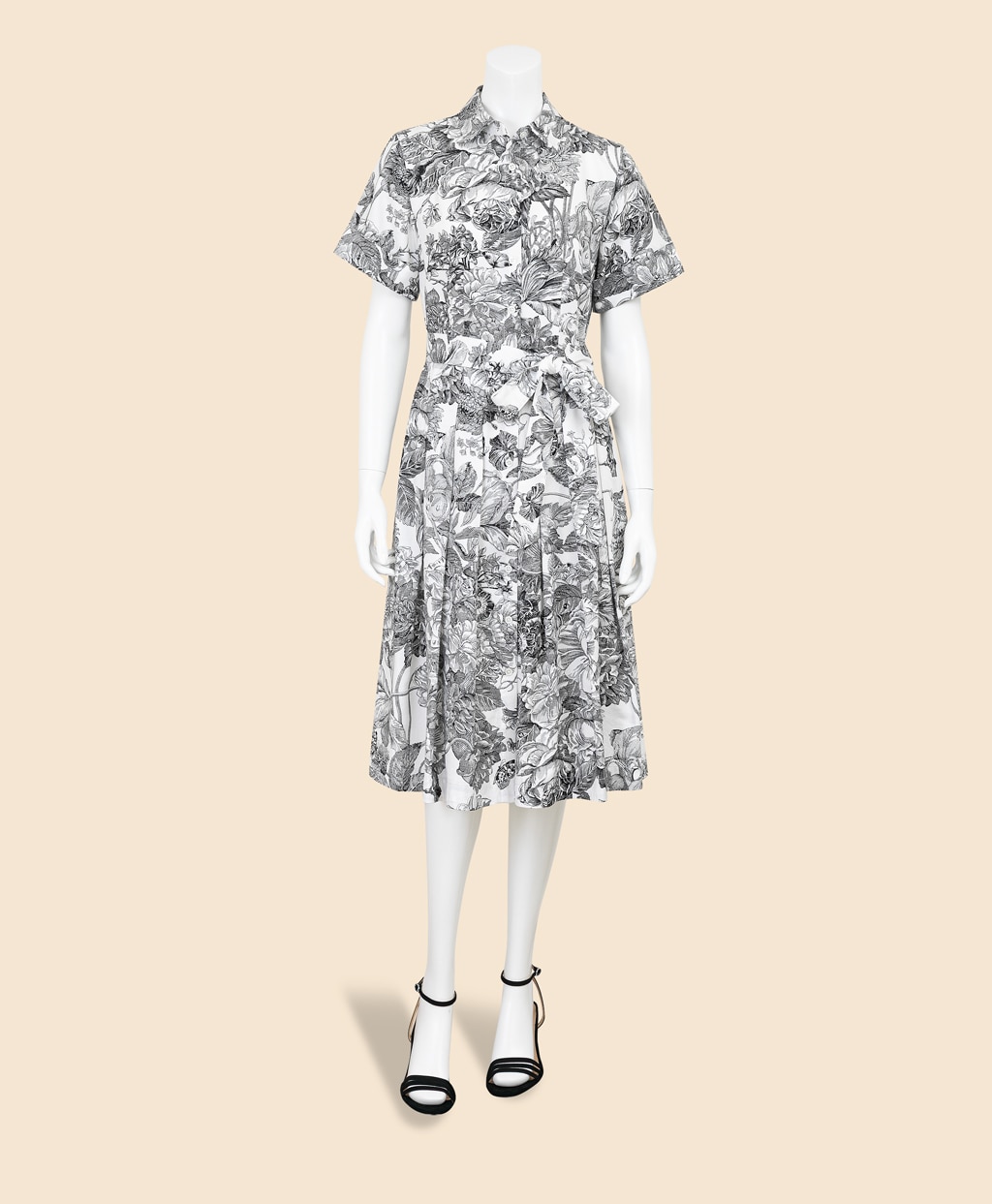 コットン／リヨセル　フローラルプリント　ショートスリーブシャツドレス2