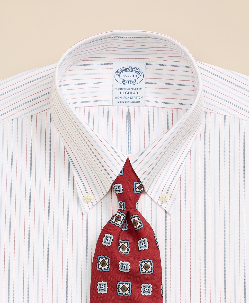 ノンアイロン　スーピマコットン　ストレッチブロードクロス　ストライプ　ドレスシャツ　Regular Fit2