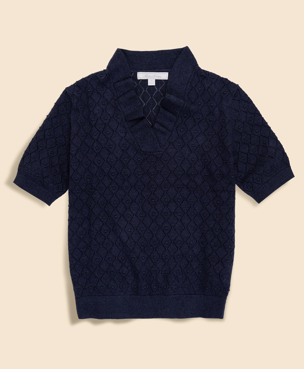 コットン／ビスコース　ポインテール　ラッフルカラー　ショートスリーブセーター1