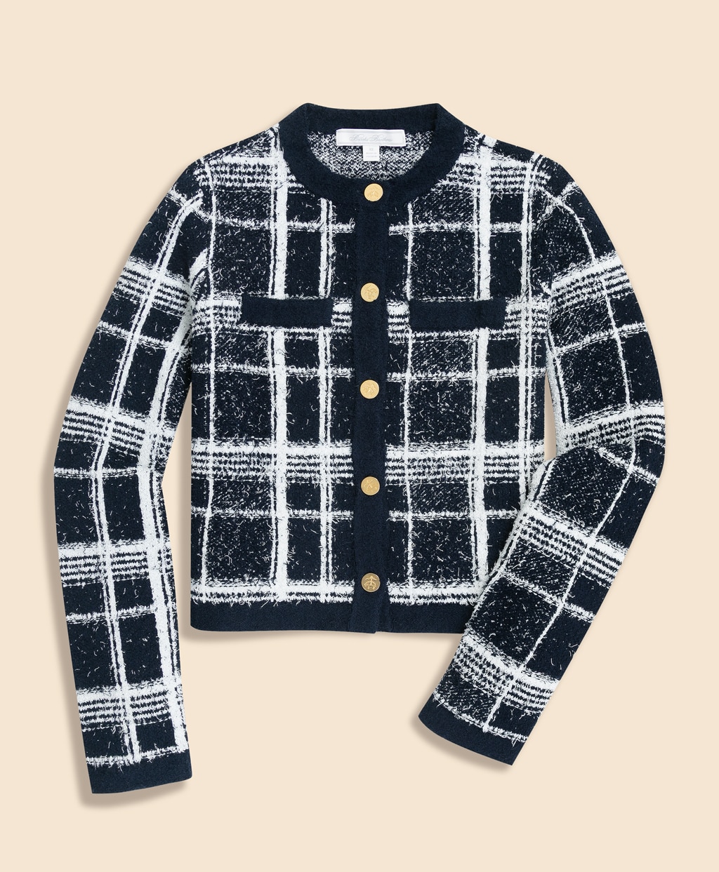 コットンブレンド　ファンシーツイード　GFメタルボタン　ノーカラージャケット5