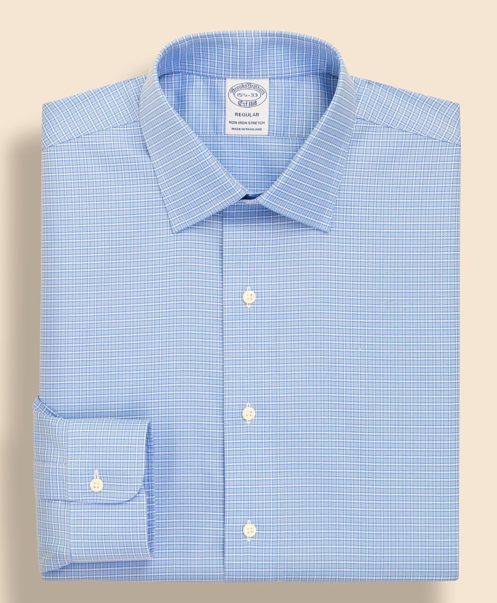 ノンアイロン　スーピマコットン　ストレッチロイヤルオックスフォード　シーズナルパターン　ドレスシャツ　Regular Fit1