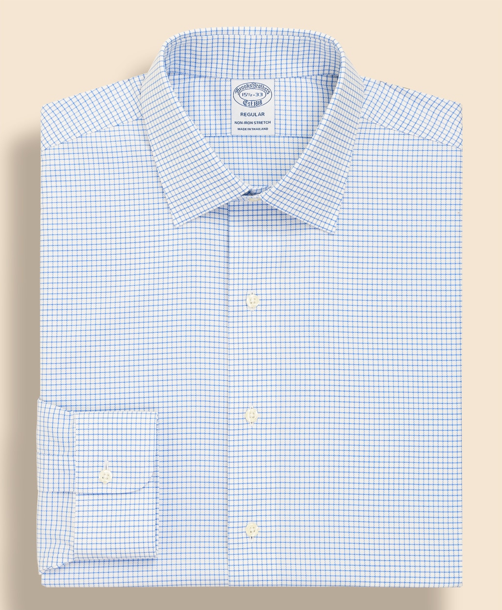 ノンアイロン　スーピマコットン　ストレッチロイヤルオックスフォード　シーズナルパターン　ドレスシャツ　Regular Fit1