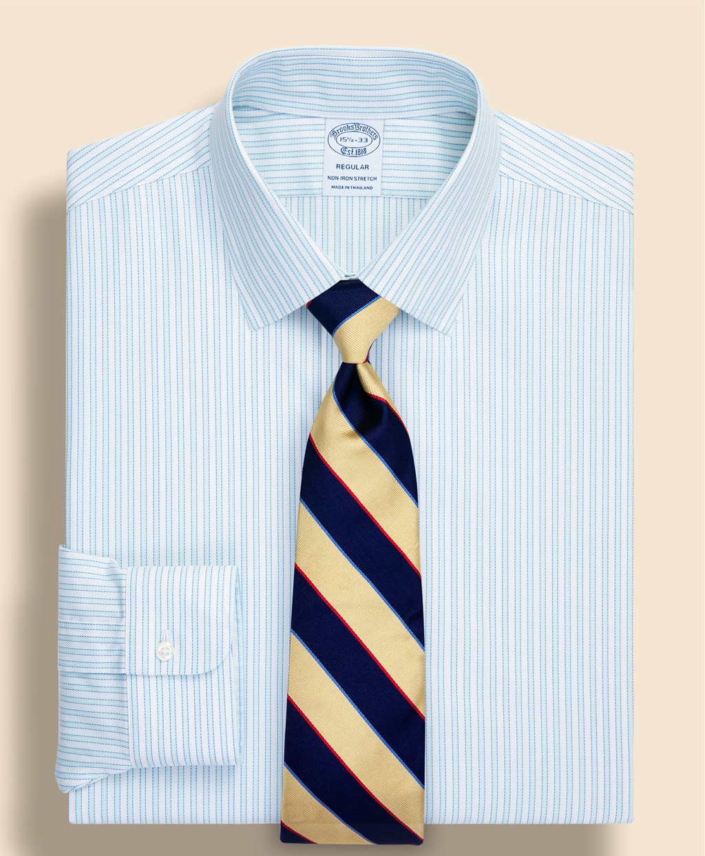 ノンアイロン　スーピマコットン　ストレッチロイヤルオックスフォード　シーズナルパターン　ドレスシャツ　Regular Fit1