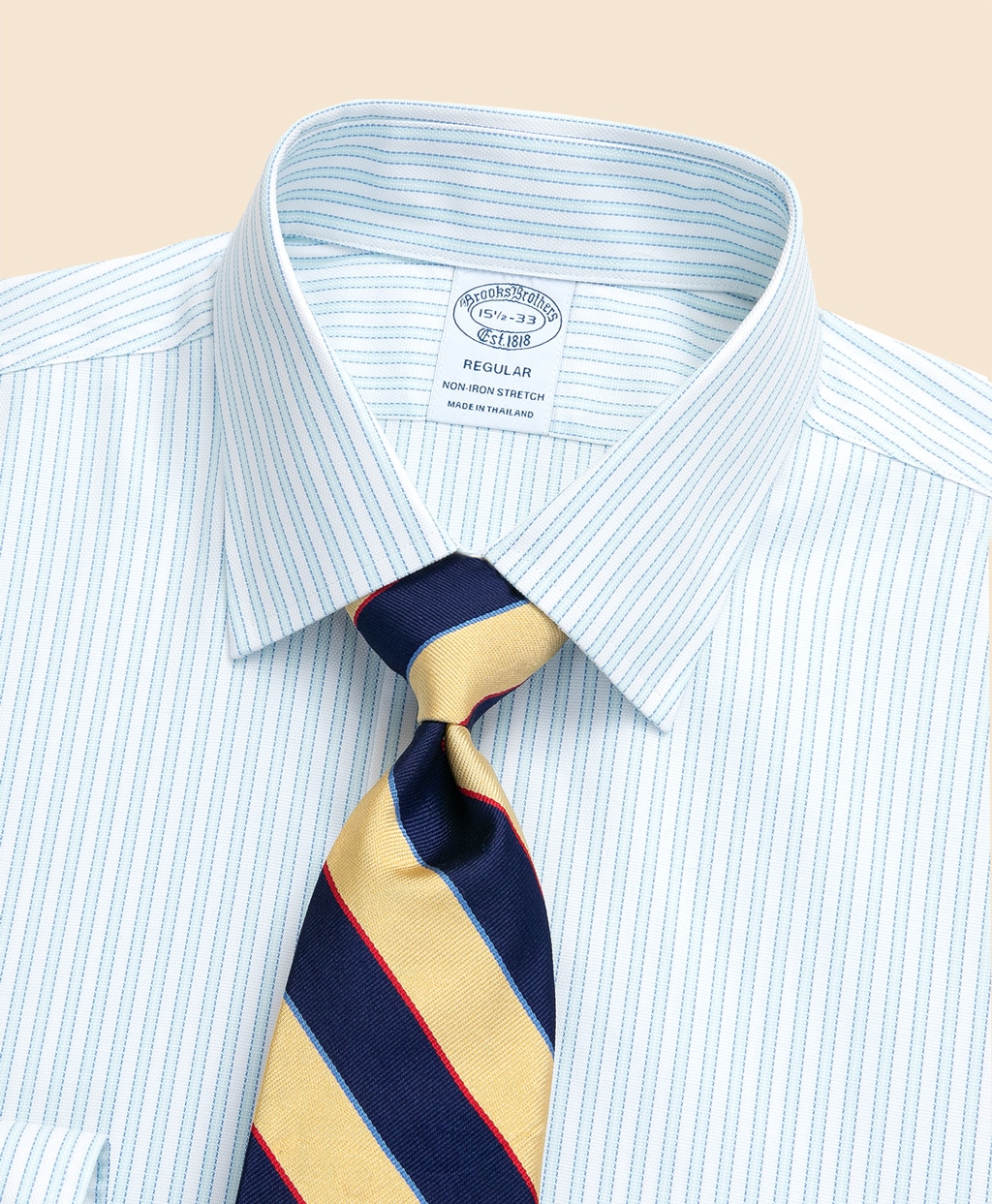 ノンアイロン　スーピマコットン　ストレッチロイヤルオックスフォード　シーズナルパターン　ドレスシャツ　Regular Fit3