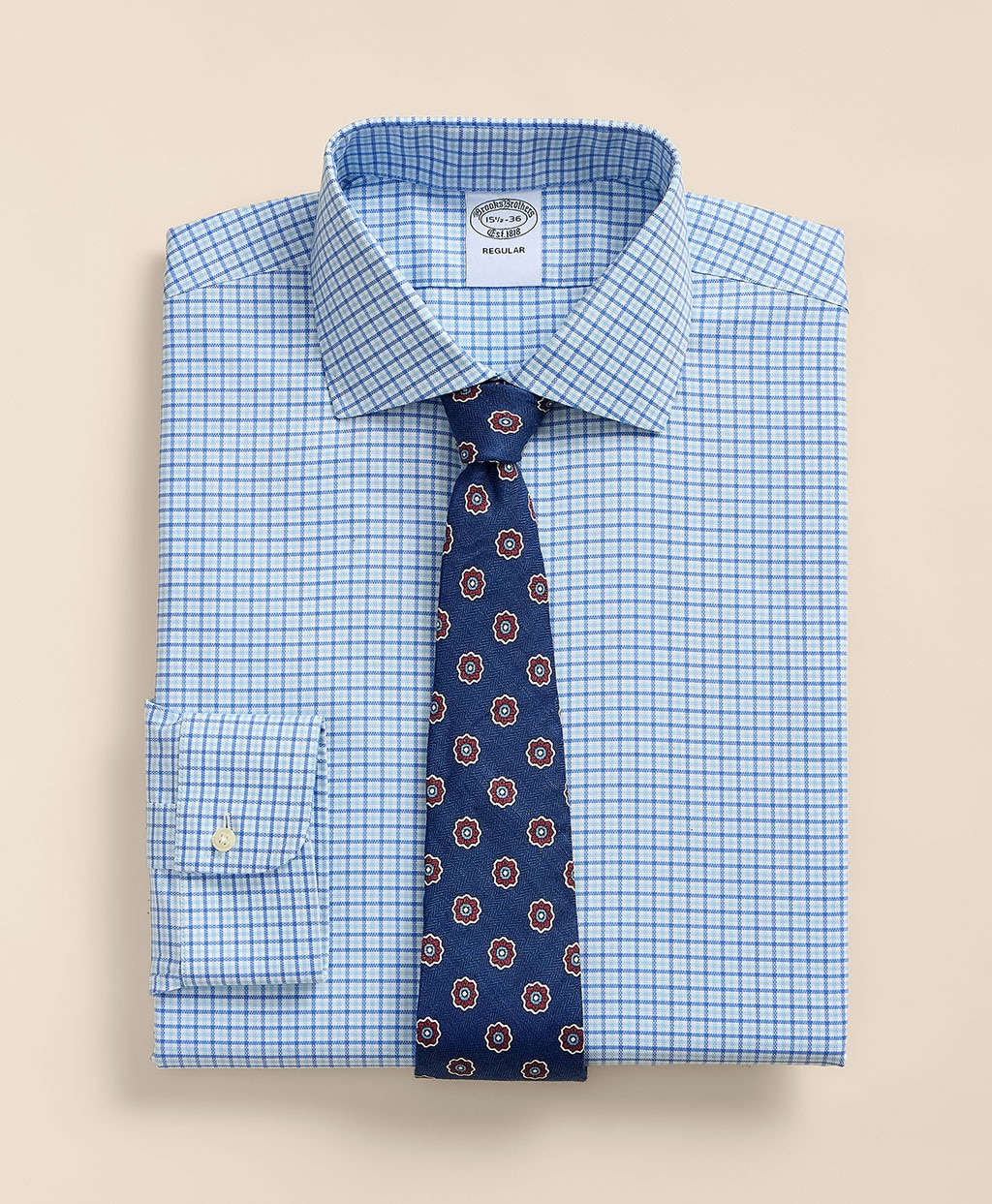 ノンアイロン　スーピマコットン　ストレッチロイヤルオックスフォード　タッターソール　ドレスシャツ　Regular Fit1