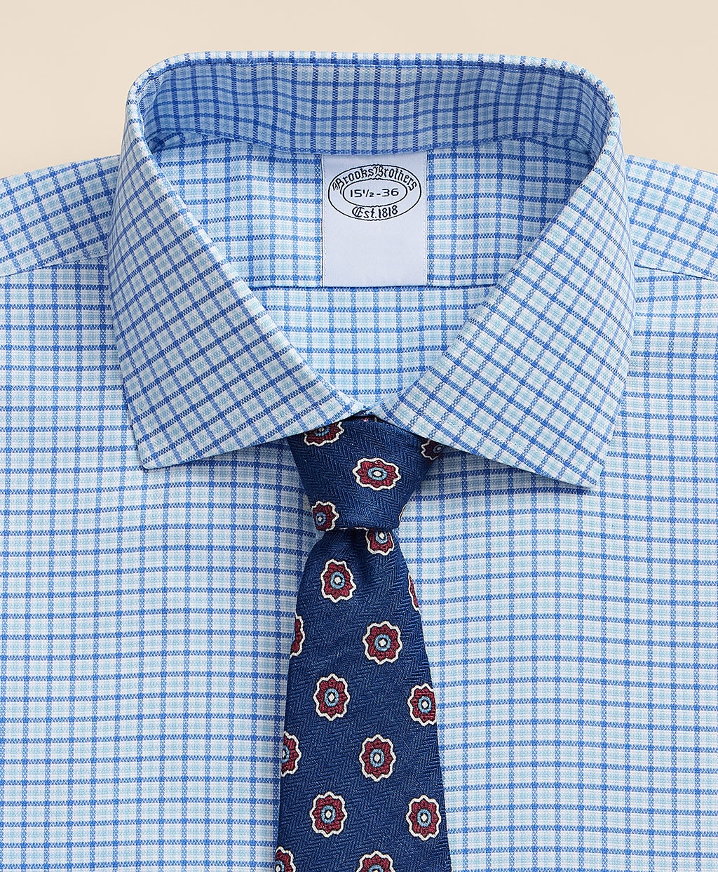 ノンアイロン　スーピマコットン　ストレッチロイヤルオックスフォード　タッターソール　ドレスシャツ　Regular Fit2