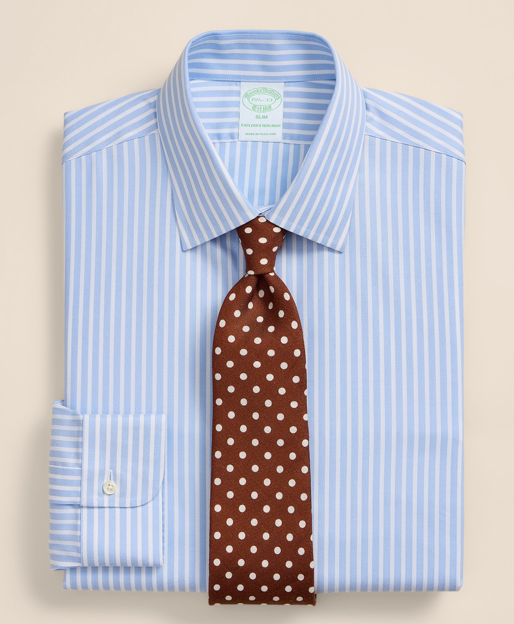 Brooks Brothers Explorer　ノンアイロン　スーピマコットンブレンド　シーズナルパターン　ドレスシャツ　Slim Fit1