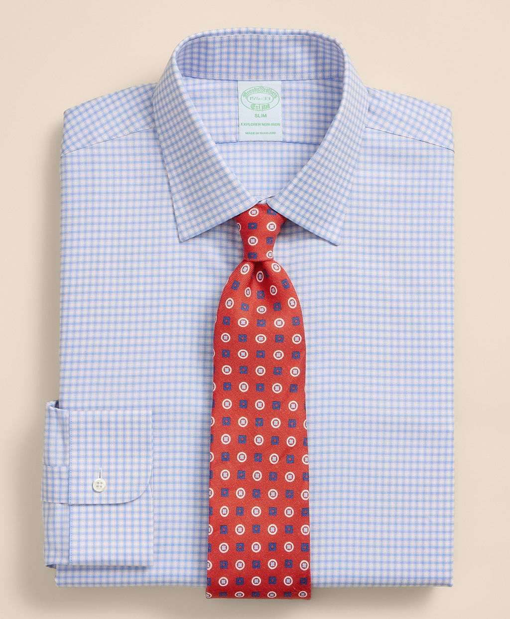 Brooks Brothers Explorer　ノンアイロン　スーピマコットンブレンド　シーズナルパターン　ドレスシャツ　Slim Fit1