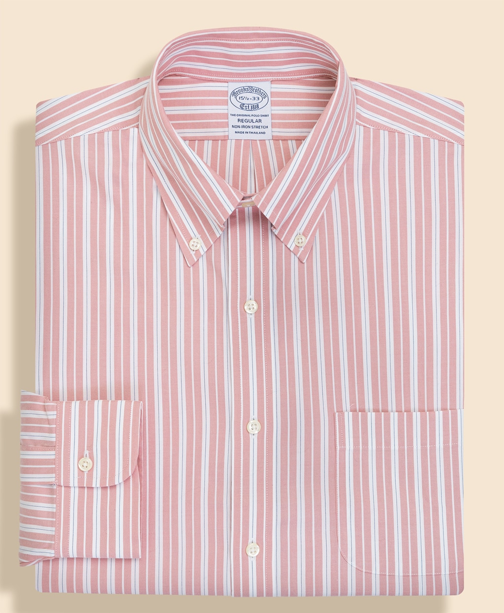 ノンアイロン　スーピマコットン　ストレッチピンポイントオックスフォード　シーズナルパターン　ドレスシャツ　Regular Fit1