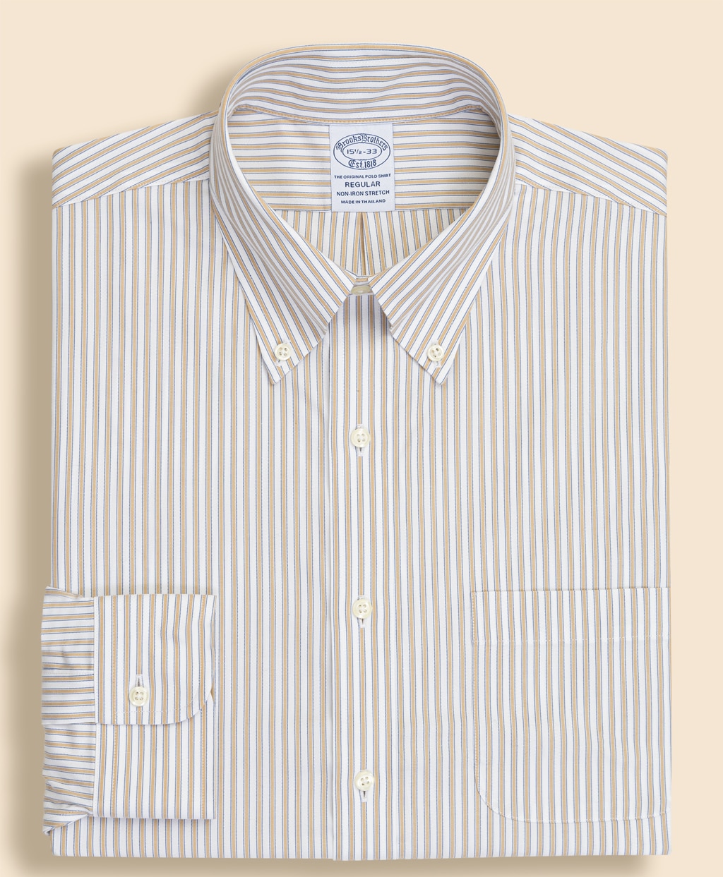 ノンアイロン　スーピマコットン　ストレッチピンポイントオックスフォード　シーズナルパターン　ドレスシャツ　Regular Fit1