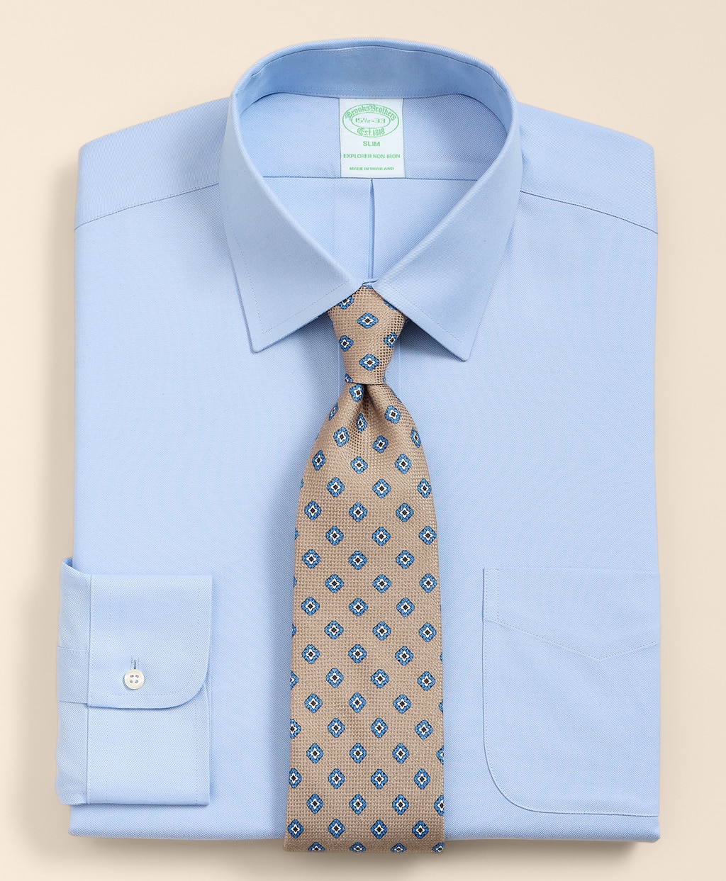 Brooks Brothers Explorer　ノンアイロン　スーピマコットンブレンド　ドレスシャツ　Slim Fit1