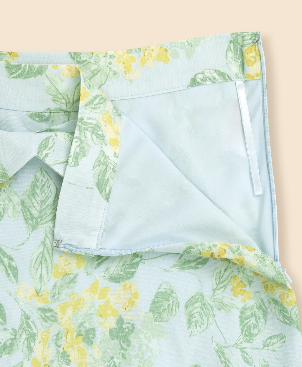 ビスコース／リネン　フローラルプリント　ベルテッド　マーメイドライン　ミディスカート3