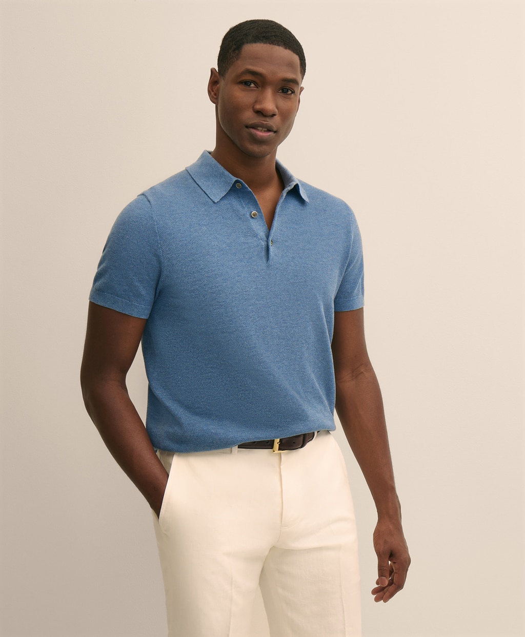 スーピマコットン　ストレッチピケ　ショートスリーブ　ポロセーター1