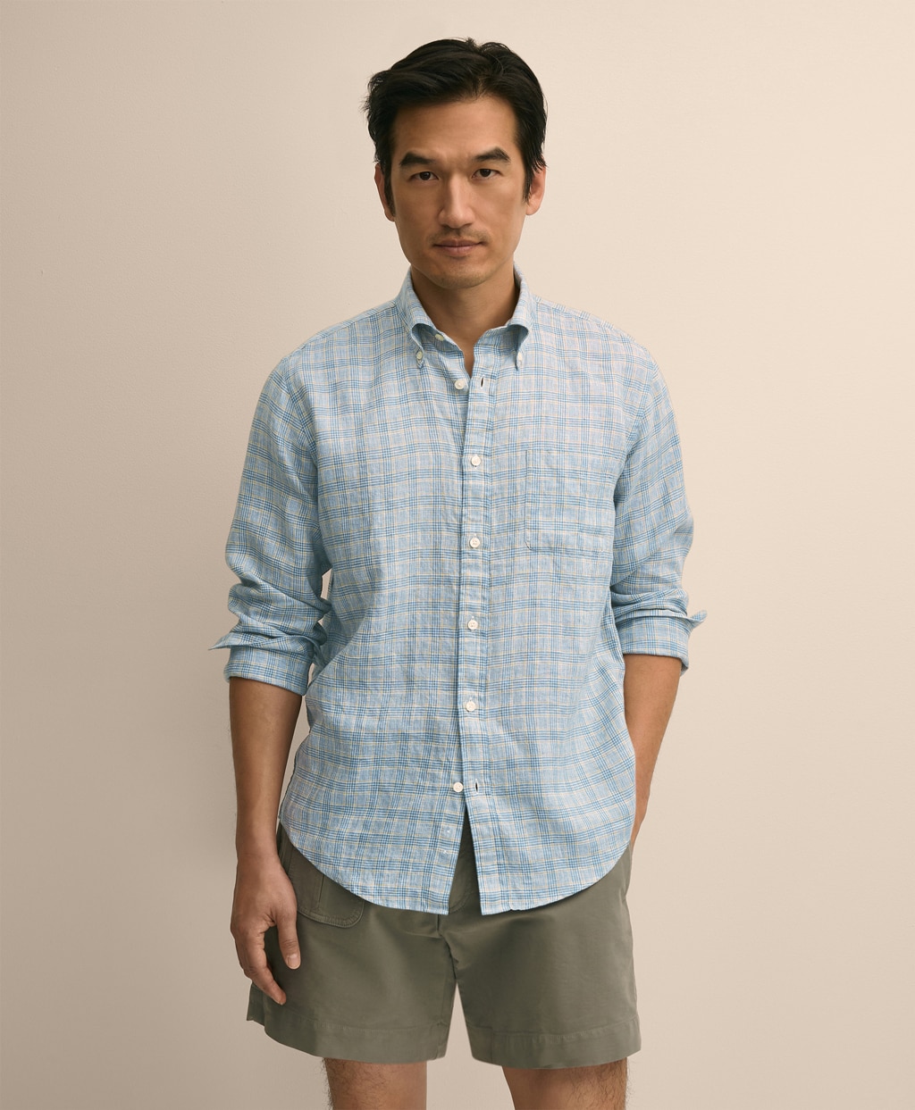 アイリッシュリネン　シーズナルパターン　スポーツシャツ　Regular Fit1