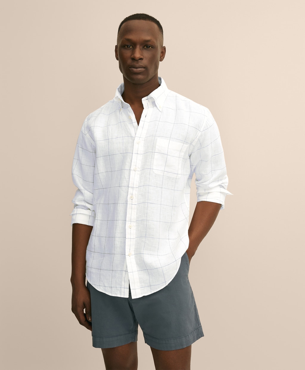 アイリッシュリネン　シーズナルパターン　スポーツシャツ　Regular Fit1