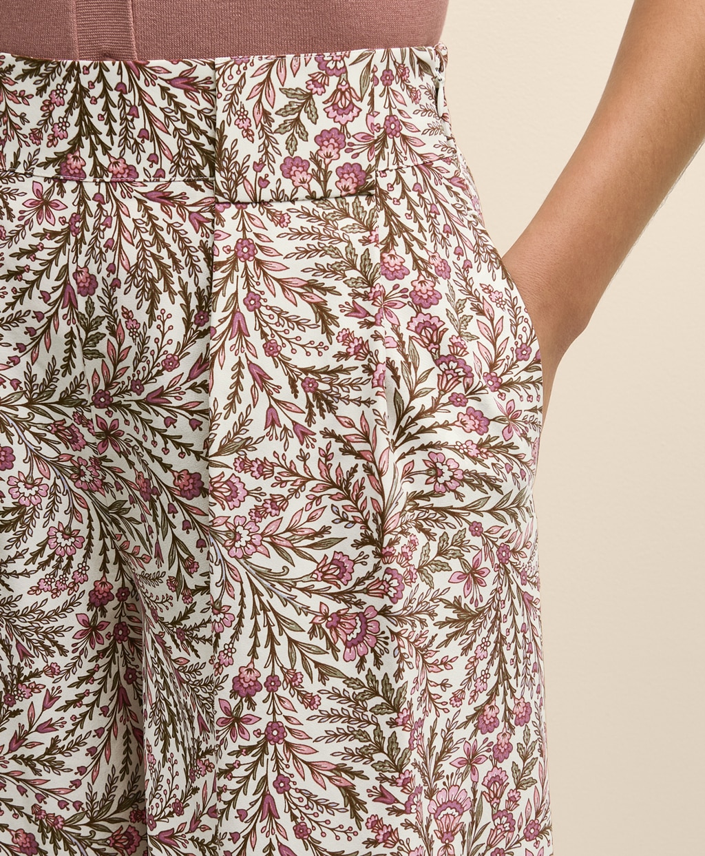 シルク　ボタニカルプリント　ワイドレッグ　プリーテッドパンツ4