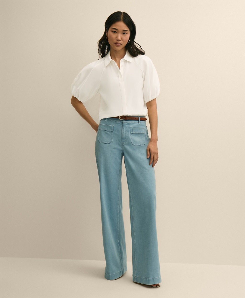 シルク／コットン　バブルスリーブ　ブラウス2