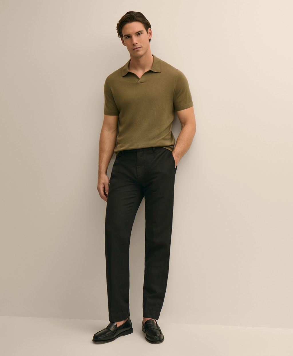 リネン／コットン　プレーンフロントパンツ　Regular3