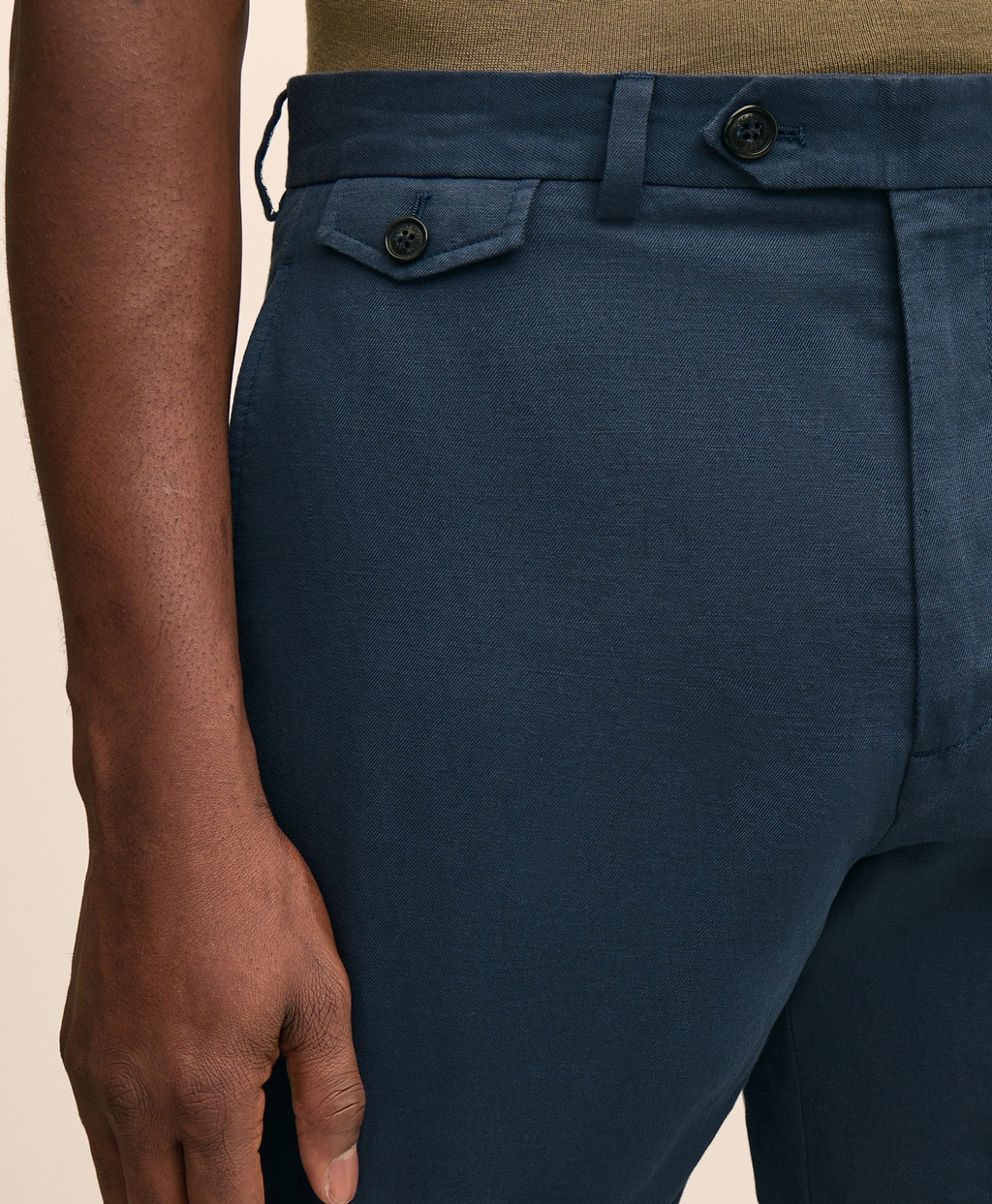 リネン/コットン　プレーンフロント　9inショーツ4