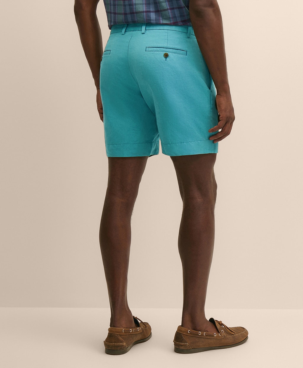 リネン/コットン　プレーンフロント　9inショーツ2