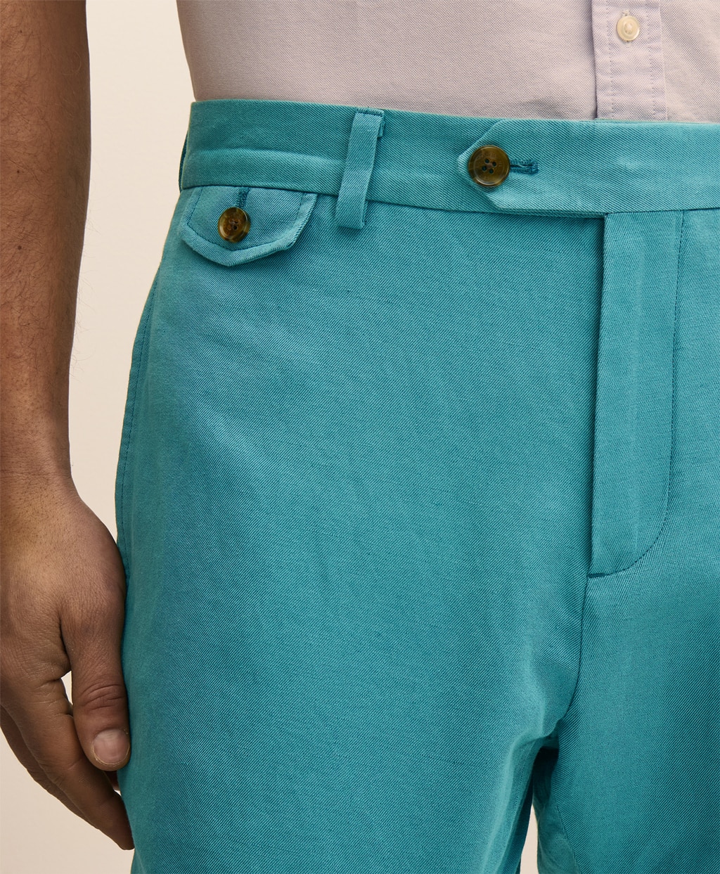 リネン/コットン　プレーンフロント　9inショーツ4