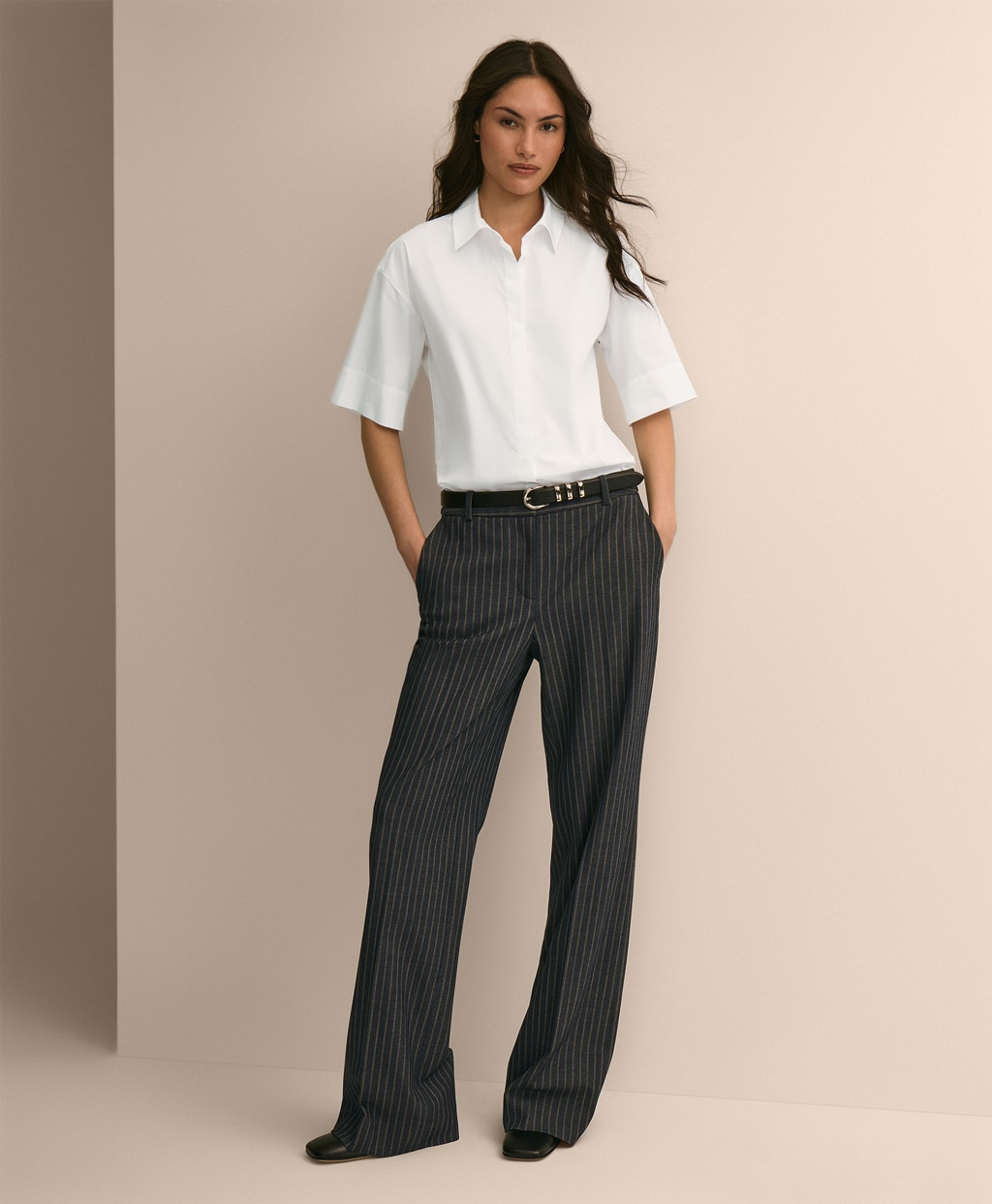 コットン　ドロップショルダー　ショートスリーブシャツ　Classic Fit1